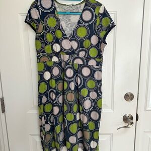 Boden Casual Jersey Dress Green and Blue Pattern